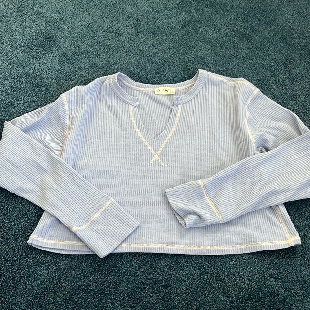 “New In” Waffle Cropped Long Sleeve